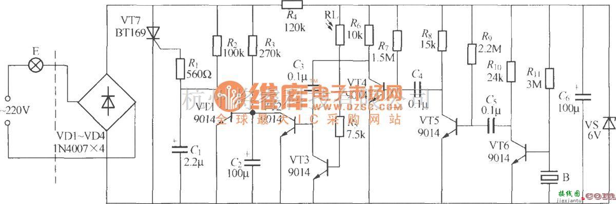 灯光控制中的分立元件声光控楼梯延迟开关电路(6)  第1张