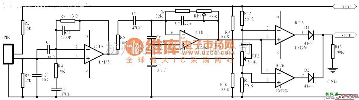 开关电路中的被动人体红外传感器电路  第1张