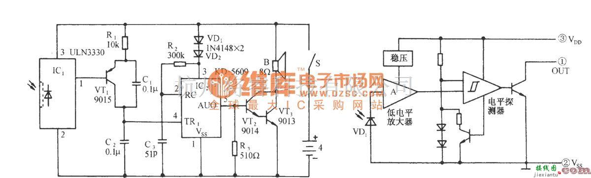 自动控制中的光照不足鸡鸣告戒电路  第1张