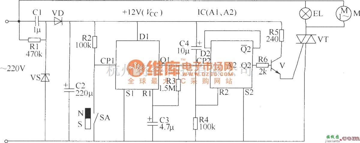 开关电路中的卫生间门控开关电路(二)  第1张