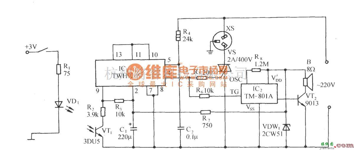 自动控制中的用TWH9205的光电耦合型过零控制插座电路  第1张