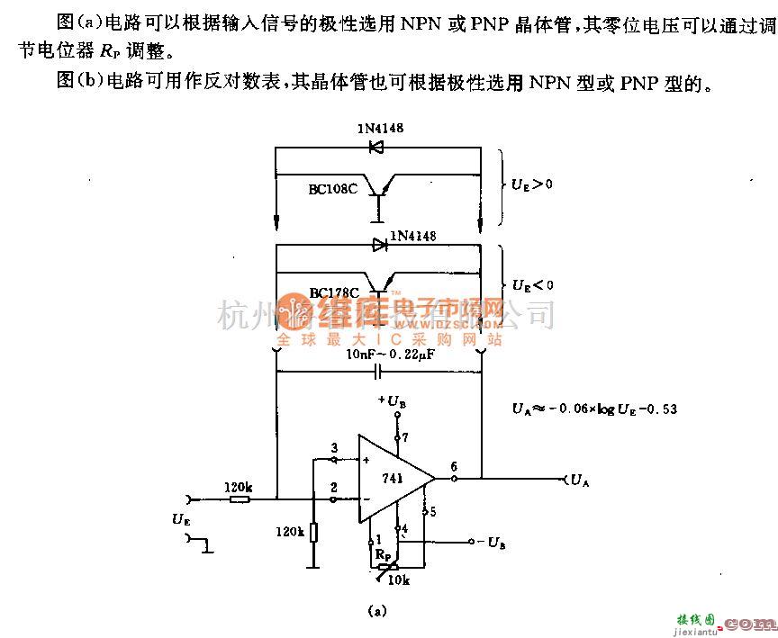 运算放大电路中的采用运算放大器的对数表电路  第1张