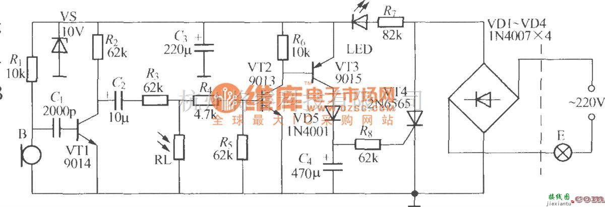 灯光控制中的立元件声光控楼梯延迟开关电路(3)  第1张