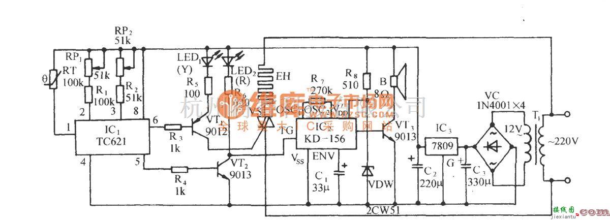 自动控制中的采用TC621的自动调温电暖炉电路  第1张