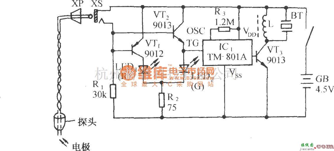 自动控制中的深井水位探测声光报叫电路  第1张