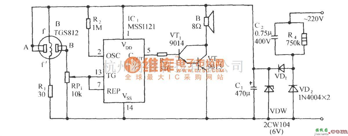 自动控制中的可燃气体泄漏语言报叫电路  第1张