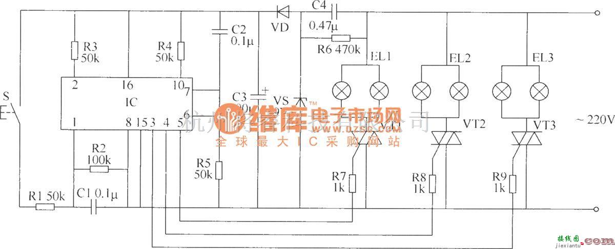 开关电路中的吊灯控制开关电路(四)  第1张