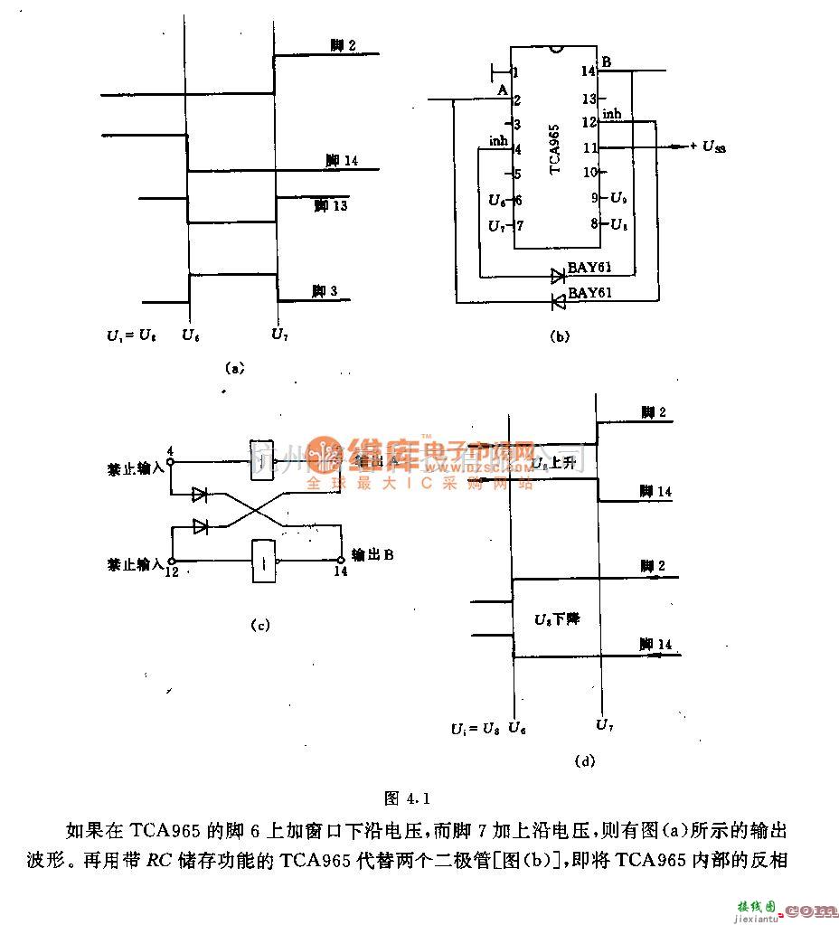 触发/翻转电路中的具有R5储存功能的TcA965窗口鉴别器电路  第1张