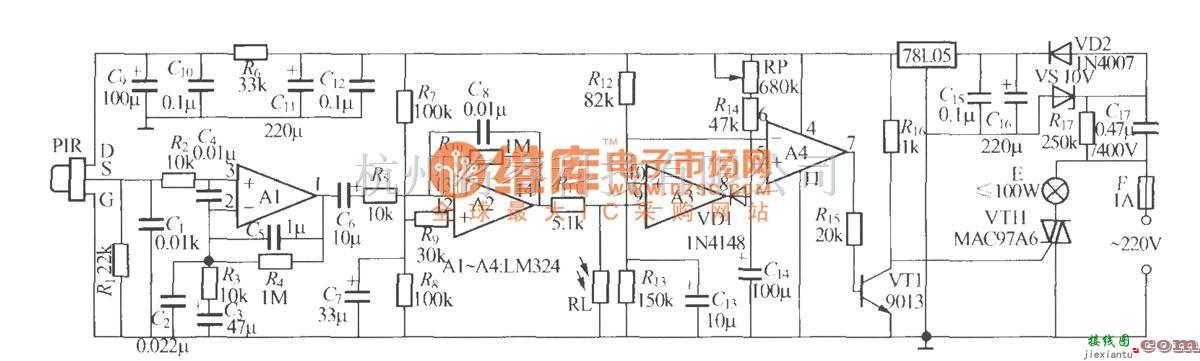 灯光控制中的热释电红外感应自动灯电路(1)  第1张