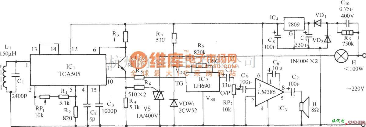 自动控制中的文物堂(馆)防金属物携入语言告戒电路  第1张