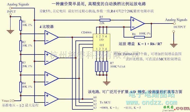 运算放大电路中的一个高精度自动换挡比例运放电路  第1张