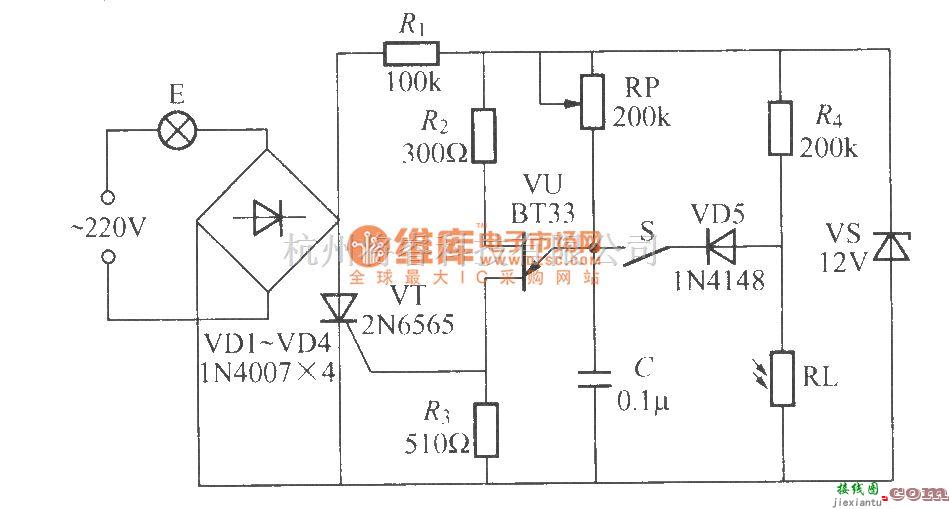 灯光控制中的具有稳光功能的晶闸管调光灯电路(2)  第1张