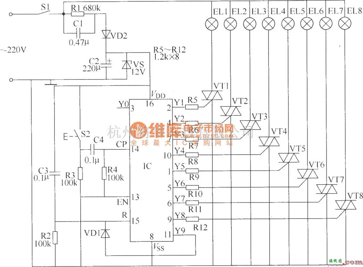 开关电路中的吊灯控制开关电路(一)  第1张