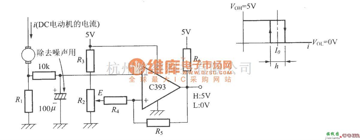 运算放大电路中的检测DC电动机的电流是否超过阈值的电路  第1张