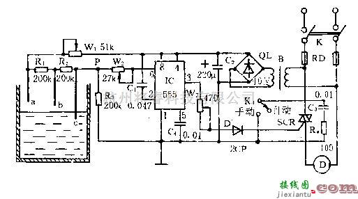 自动控制中的双向可控硅液位控制电路  第1张