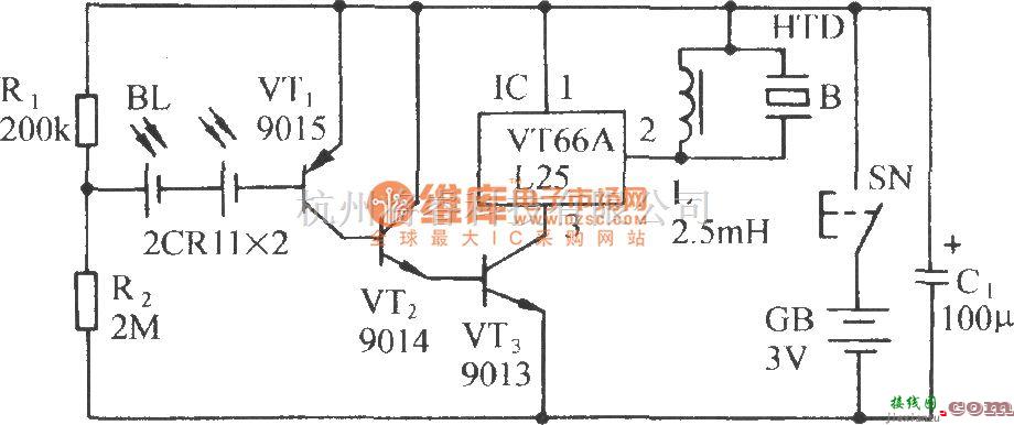 报警控制中的柜、屉透光乐曲报叫电路  第1张