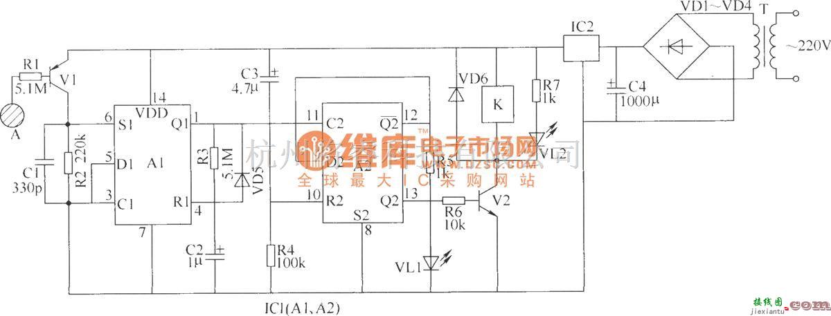 开关电路中的触摸式电子开关电路(二)  第1张