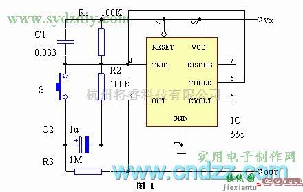 开关电路中的单键555双稳开关电路  第1张