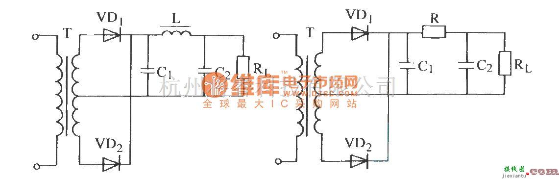 滤波器中的单相全波整流π型滤波电路  第1张