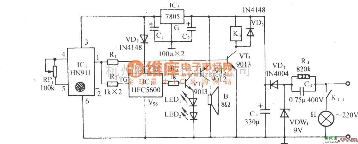 报警控制中的采用HN911的语音控制电路  第1张