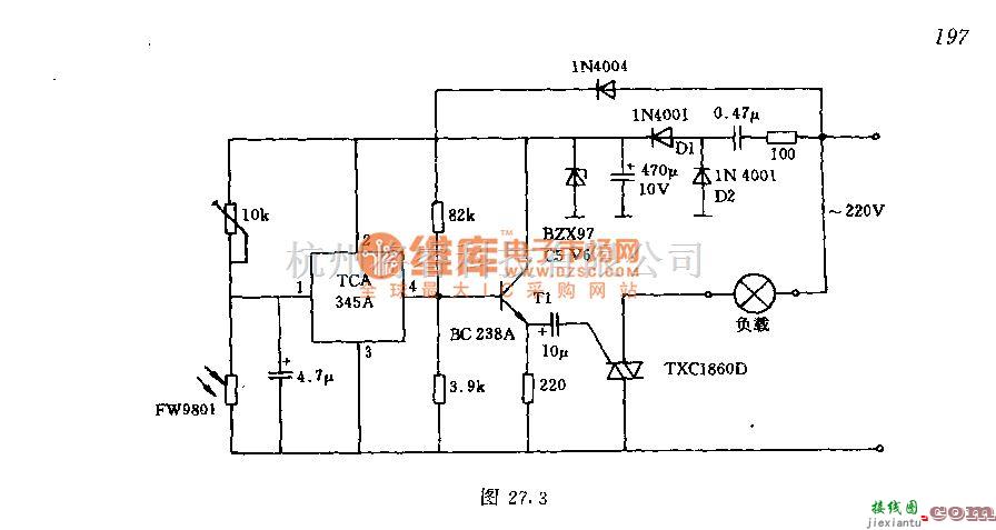 开关电路中的采用双向品闸管的照明灯自动开关电路  第2张