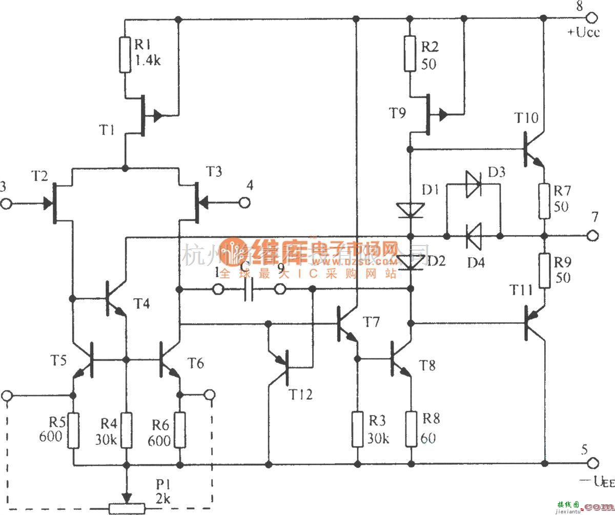 模拟电路中的5G28集成运放的内部电路图  第1张