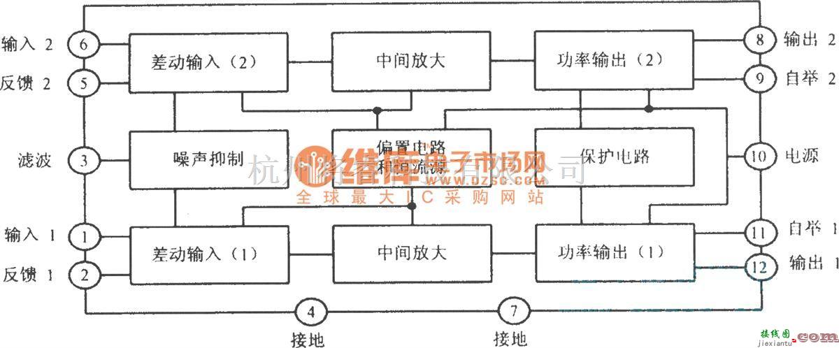 模拟电路中的TA7240AP内部电路方框图及其主要参数  第1张