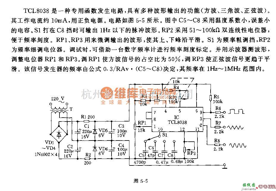 多种频率信号中的三种波形信号发生器电路  第1张