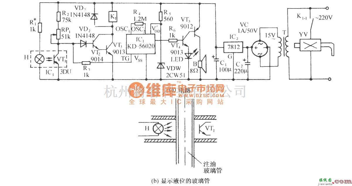 自动控制中的油箱注油液位自动控制伴蛙鸣发声电路  第1张