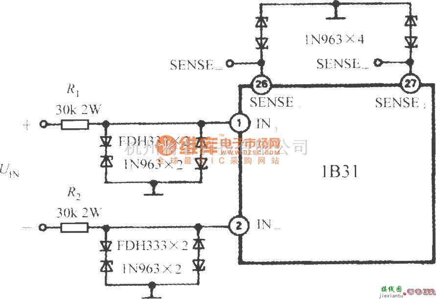 传感信号调理中的宽带应变信号调理器1B31的输入保护电路  第1张