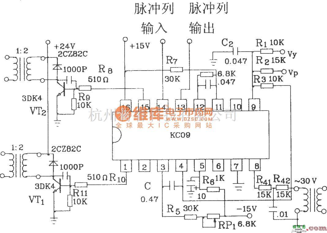 可控硅专项中的可控硅移相触发器KC09长脉冲应用电路图  第5张