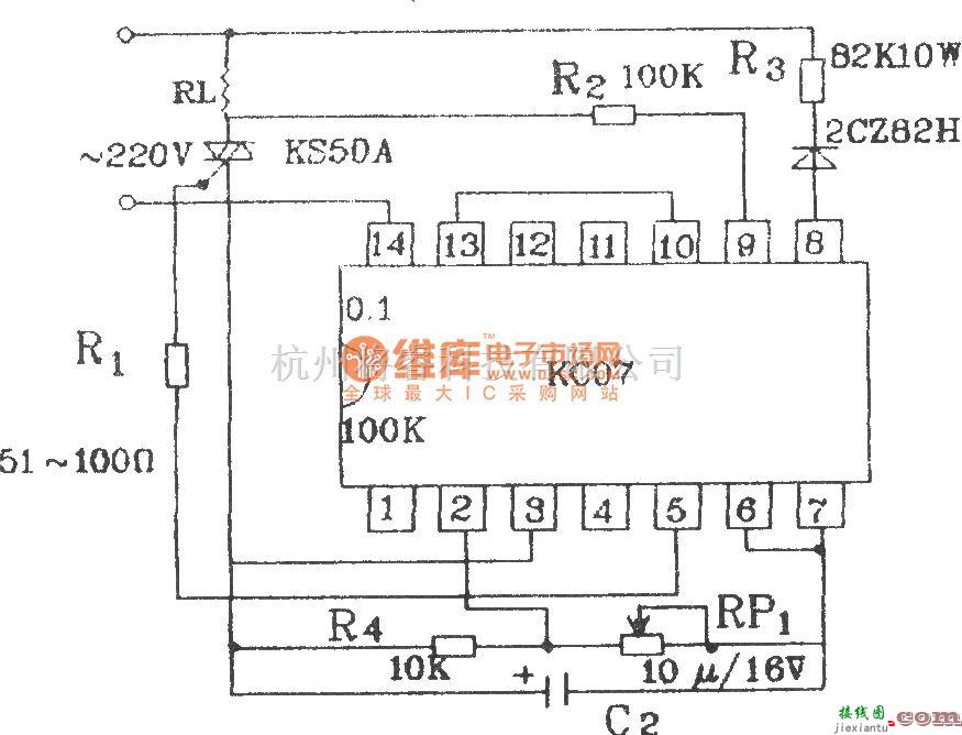 可控硅专项中的可控硅过零触发器KC07应用电路图  第3张