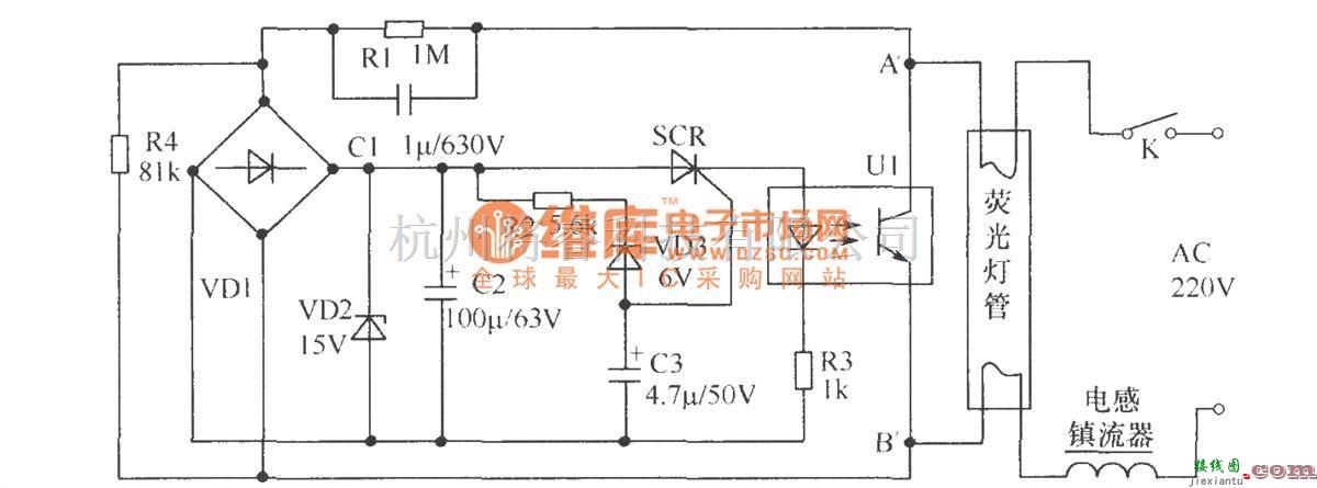 光电耦合器中的光控启辉器电路  第1张