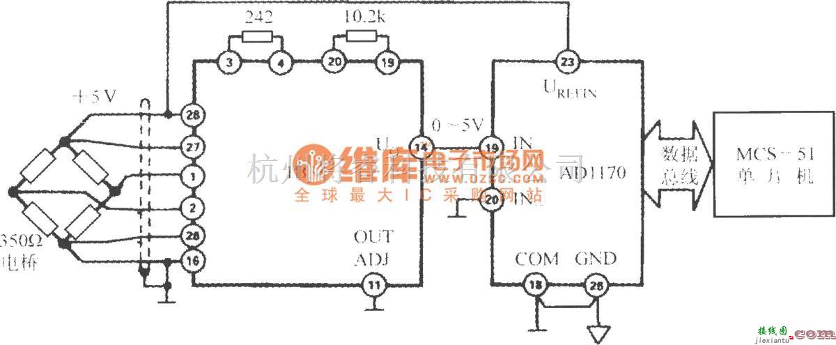 传感信号调理中的由宽带应变信号调理器1B31、18位A／D转换器AD1170和MCS-51单片机构成的压力变送器数据采集系统电路  第1张