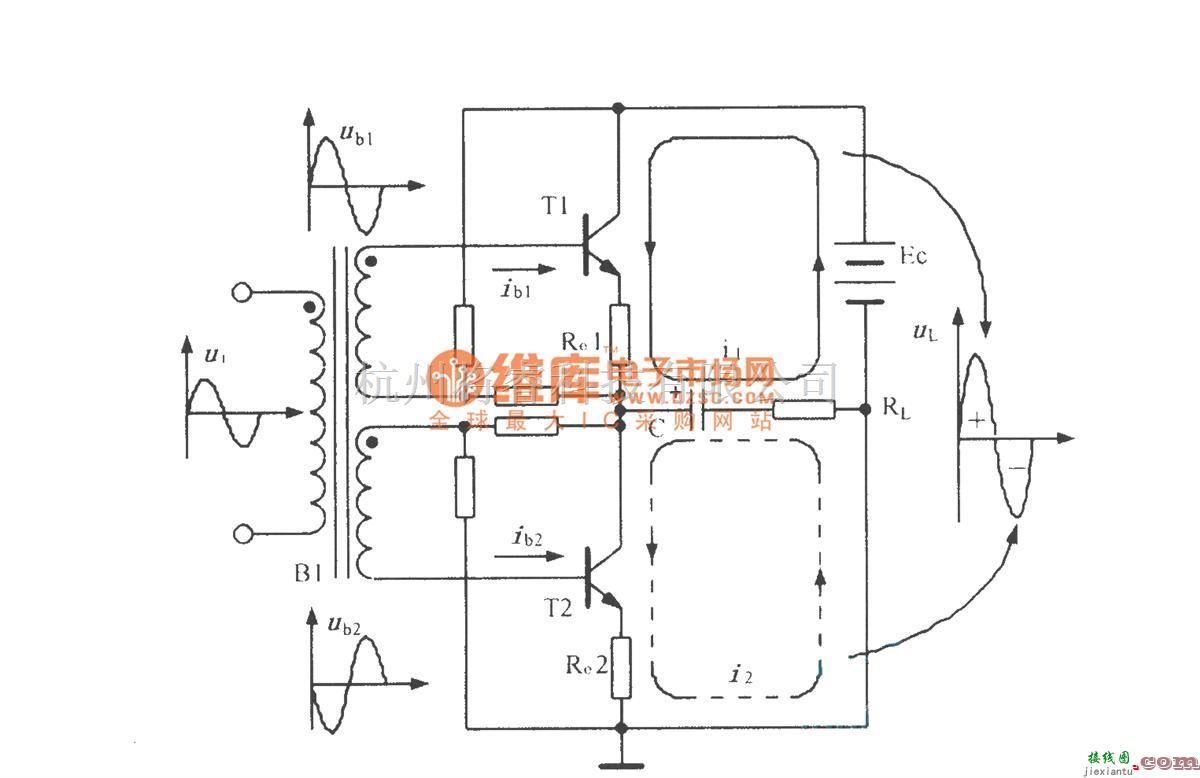 模拟电路中的有输入变压器的OTL电路  第1张