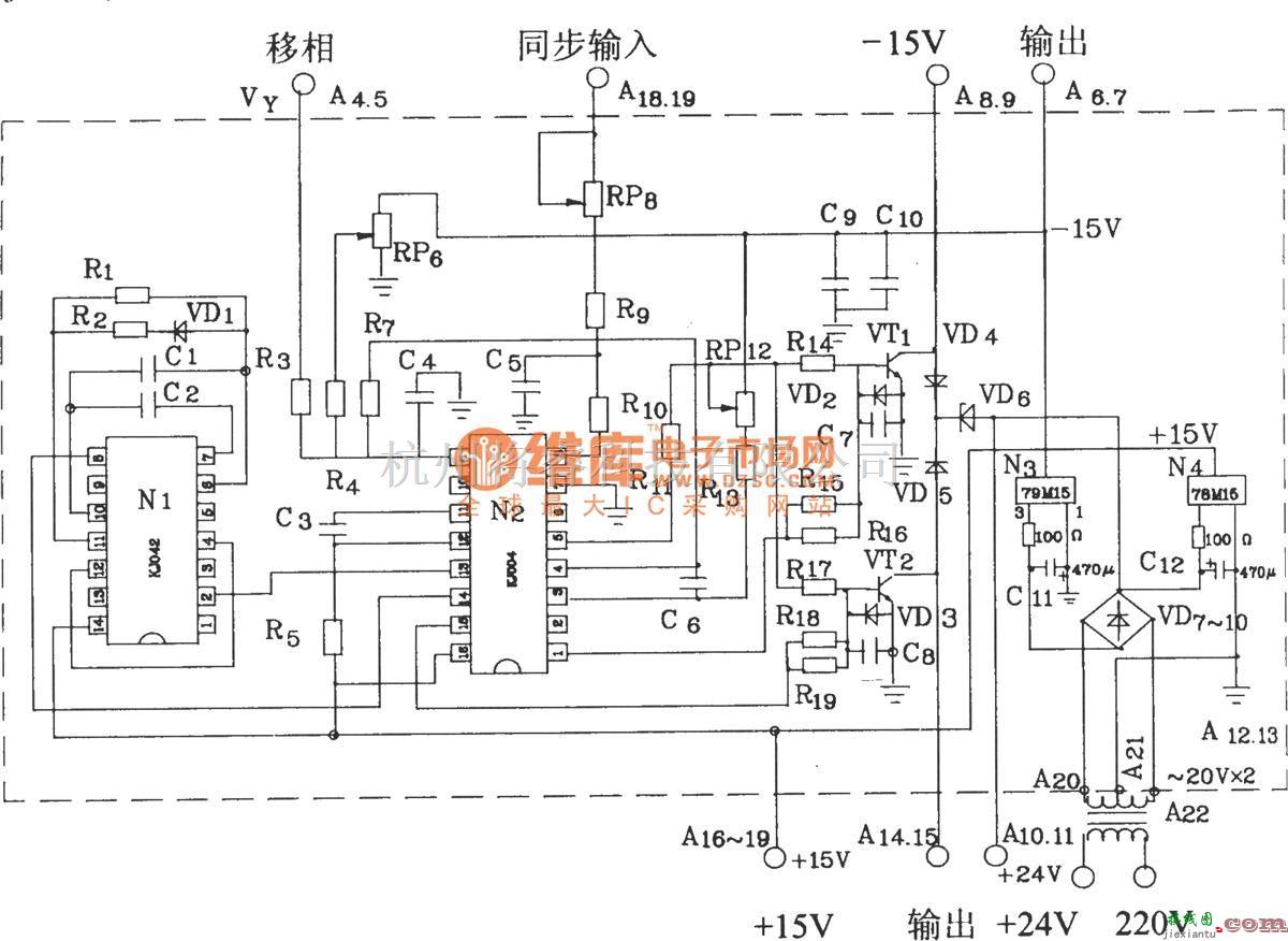 可控硅专项中的KJZ2可控硅触发板电原理图  第1张