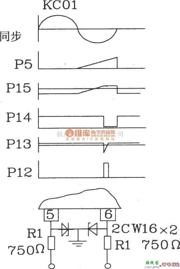 可控硅专项中的可控硅移相触发器KC001应用电路图  第3张