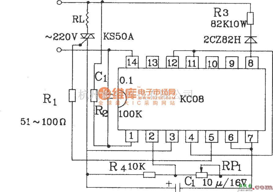 可控硅专项中的可控硅过零触发器KC08应用电路图  第3张