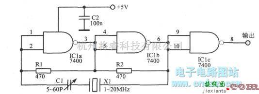 多种频率信号中的“与非”门TTL晶体振荡器  第1张
