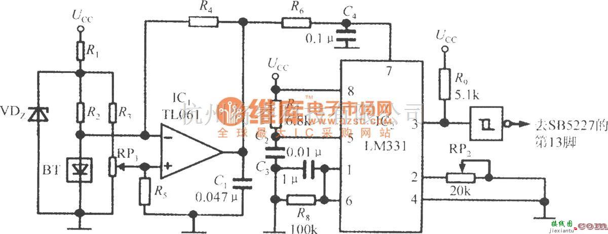 超声波传感器中的温度检测电路(智能化超声波测距专用集成电路SB5527)  第1张