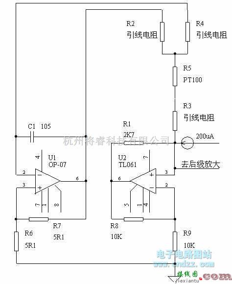 运算放大电路中的PT100的前端电路  第1张