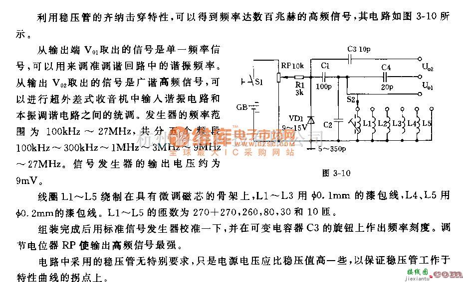 高频信号产生中的稳压管高频信号发生器电路  第1张