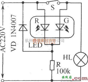 LED电路中的电源工作状态指示电路  第1张