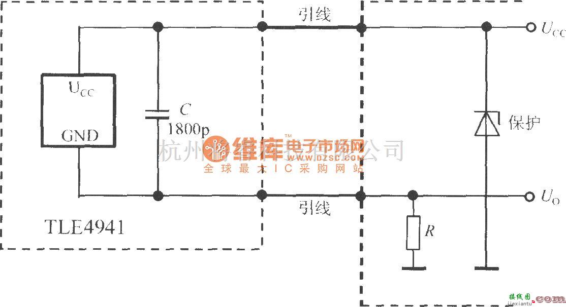 霍尔传感器中的二线式智能霍尔传感器集成电路TLE4941的典型应用电路  第1张