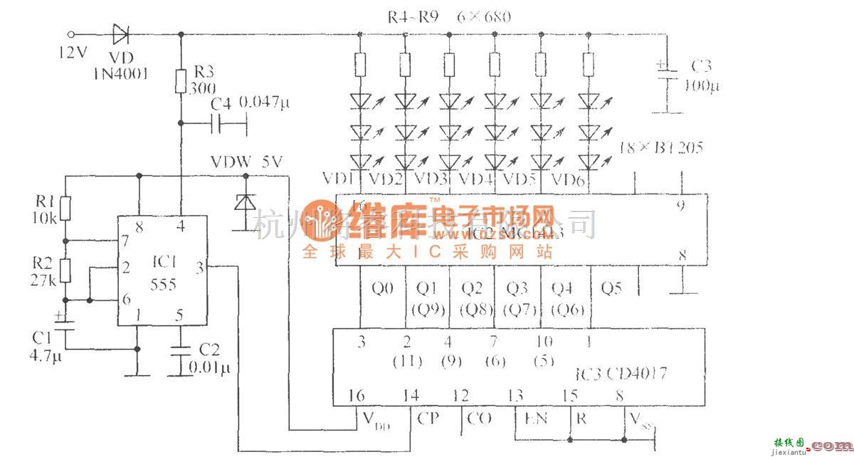 LED电路中的闪烁灯控制电路  第1张