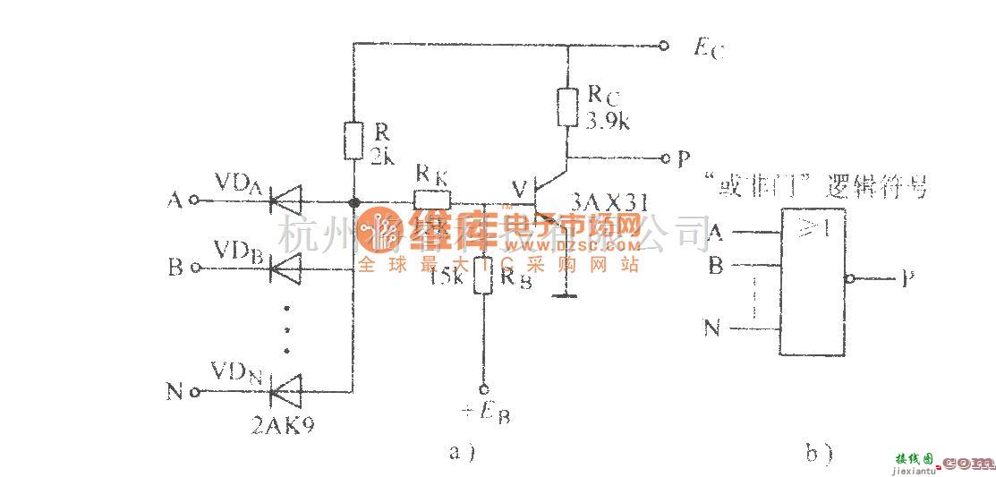 数字电路中的二极管-晶体管或非门电路  第1张