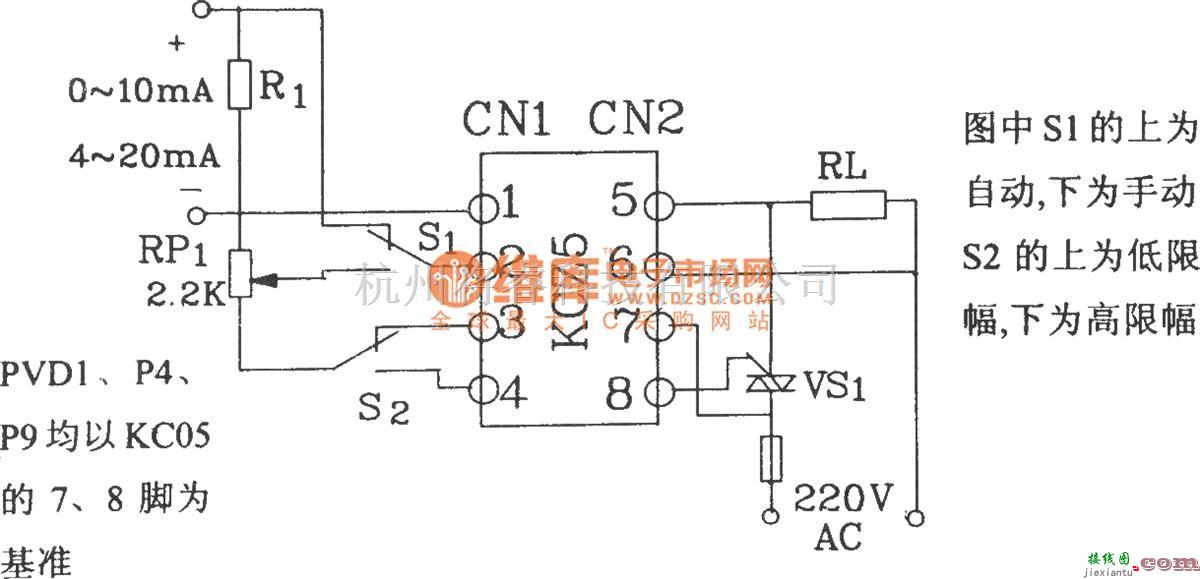 可控硅专项中的单相交流压器组件KCZ5电原理和外电路连接图  第3张