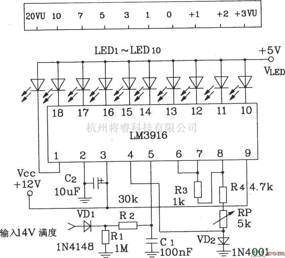 LED电路中的M3916构成VU计电路  第1张