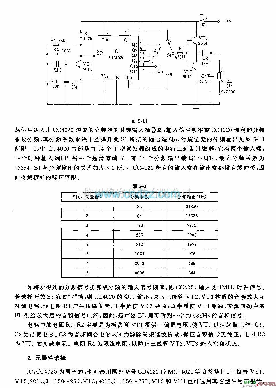 多种频率信号中的石英晶振与分频电路  第2张