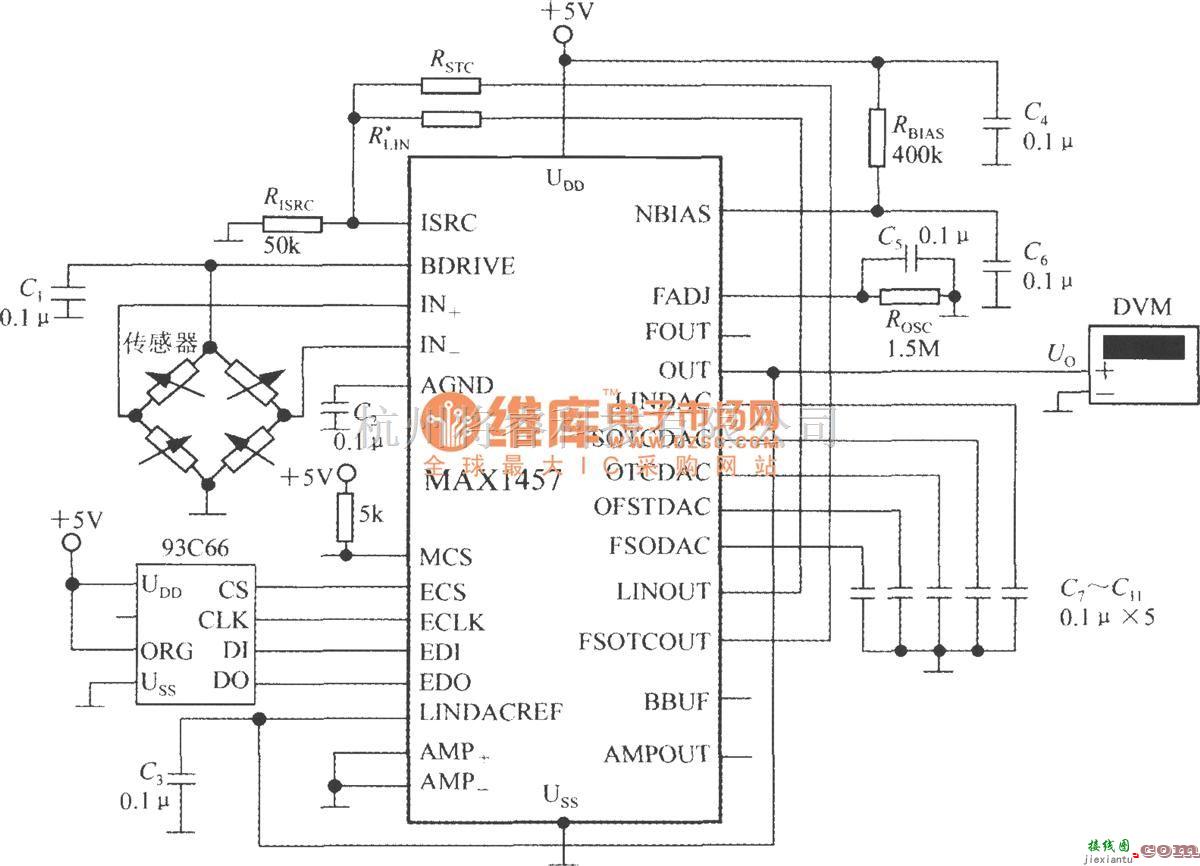 传感信号调理中的数字式高精度压力测试仪电路(高精度集成压力信号调理器MAX1457)  第1张